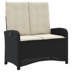 vidaXL Sillón reclinable de jardín con cojines ratán sintético negro