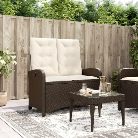 vidaXL Sillón reclinable de jardín con cojines ratán sintético marrón