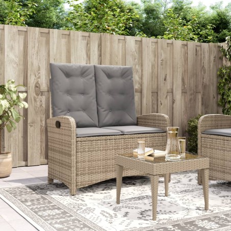 vidaXL Sillón reclinable de jardín con cojines ratán sintético beige