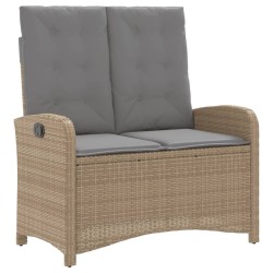 vidaXL Sillón reclinable de jardín con cojines ratán sintético beige