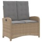 vidaXL Sillón reclinable de jardín con cojines ratán sintético beige vidaXL Sillón reclinable de jardín con cojines ratán sintético beige