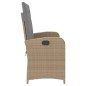 vidaXL Sillón reclinable de jardín con cojines ratán sintético beige vidaXL Sillón reclinable de jardín con cojines ratán sintético beige
