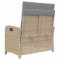 vidaXL Sillón reclinable de jardín con cojines ratán sintético beige vidaXL Sillón reclinable de jardín con cojines ratán sintético beige