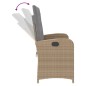 vidaXL Sillón reclinable de jardín con cojines ratán sintético beige vidaXL Sillón reclinable de jardín con cojines ratán sintético beige