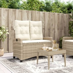 vidaXL Sillón reclinable de jardín con cojines ratán sintético beige