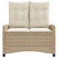 vidaXL Sillón reclinable de jardín con cojines ratán sintético beige vidaXL Sillón reclinable de jardín con cojines ratán sintético beige