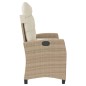 vidaXL Sillón reclinable de jardín con cojines ratán sintético beige vidaXL Sillón reclinable de jardín con cojines ratán sintético beige