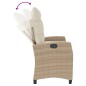 vidaXL Sillón reclinable de jardín con cojines ratán sintético beige vidaXL Sillón reclinable de jardín con cojines ratán sintético beige