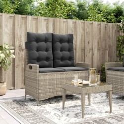 vidaXL Sillón reclinable de jardín con cojines ratán sintético gris