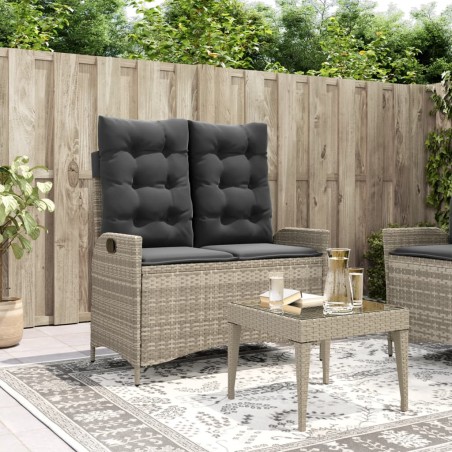 vidaXL Sillón reclinable de jardín con cojines ratán sintético gris