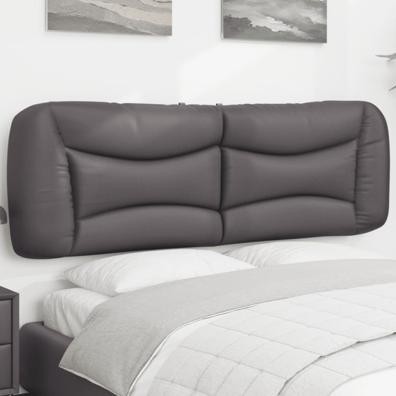 vidaXL Cabecero de cama acolchado cuero sintético gris 160 cm