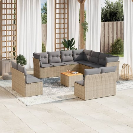 vidaXL Set de sofás de jardín 12 pzas y cojines ratán sintético marrón