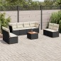 vidaXL Set de sofás de jardín 8 piezas y cojines ratán sintético negro vidaXL Set de sofás de jardín 8 piezas y cojines ratán sintético negro