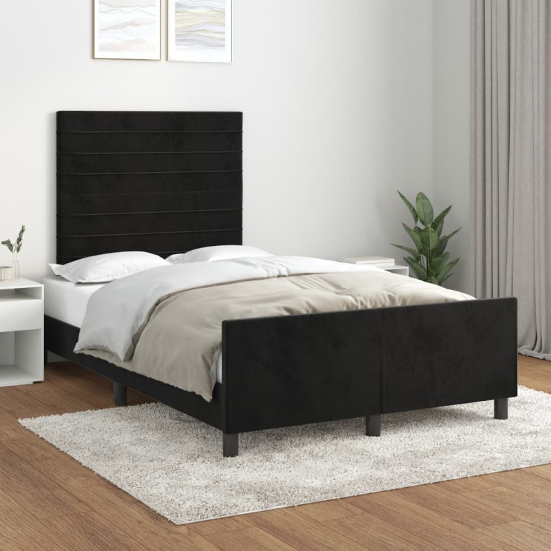 vidaXL Estructura de cama con cabecero de terciopelo negro 120x200 cm vidaXL Estructura de cama con cabecero de terciopelo negro 120x200 cm