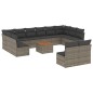 vidaXL Set sofás de jardín con cojines 13 piezas ratán sintético gris vidaXL Set sofás de jardín con cojines 13 piezas ratán sintético gris