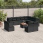 vidaXL Set de sofás de jardín y cojines 13 pzas ratán sintético negro