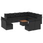 vidaXL Set de sofás de jardín y cojines 13 pzas ratán sintético negro