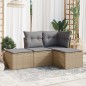 vidaXL Juego de sofás jardín con cojines 4 pzas ratán sintético beige vidaXL Juego de sofás jardín con cojines 4 pzas ratán sintético beige