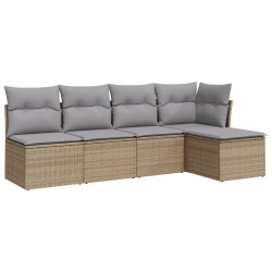 vidaXL Juego de sofás jardín con cojines 5 pzas ratán sintético beige