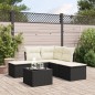 vidaXL Set de sofás de jardín 6 piezas y cojines ratán sintético negro vidaXL Set de sofás de jardín 6 piezas y cojines ratán sintético negro