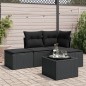 vidaXL Set de muebles de jardín 5 pzas y cojines ratán sintético negro vidaXL Set de muebles de jardín 5 pzas y cojines ratán sintético negro