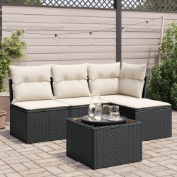 vidaXL Set de muebles de jardín 5 pzas y cojines ratán sintético negro