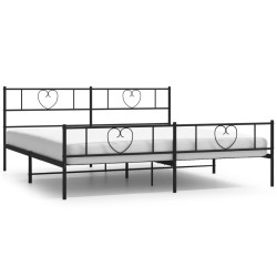 vidaXL Estructura de cama cabecero y pie de cama metal negro 183x213cm