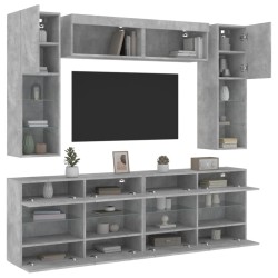 vidaXL Muebles de TV de pared con luces LED 6 piezas gris hormigón
