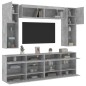vidaXL Muebles de TV de pared con luces LED 6 piezas gris hormigón vidaXL Muebles de TV de pared con luces LED 6 piezas gris hormigón