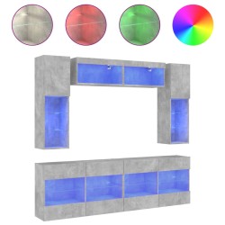 vidaXL Muebles de TV de pared con luces LED 6 piezas gris hormigón