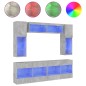 vidaXL Muebles de TV de pared con luces LED 6 piezas gris hormigón vidaXL Muebles de TV de pared con luces LED 6 piezas gris hormigón
