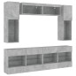 vidaXL Muebles de TV de pared con luces LED 6 piezas gris hormigón vidaXL Muebles de TV de pared con luces LED 6 piezas gris hormigón