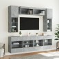 vidaXL Muebles de TV de pared con luces LED 6 piezas gris hormigón vidaXL Muebles de TV de pared con luces LED 6 piezas gris hormigón