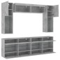 vidaXL Muebles de TV de pared con luces LED 6 piezas gris hormigón vidaXL Muebles de TV de pared con luces LED 6 piezas gris hormigón