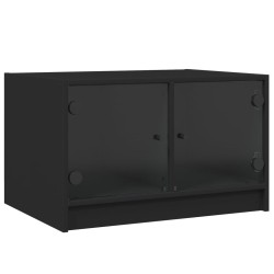vidaXL Mesa de centro con puertas de vidrio negra 68x50x42 cm
