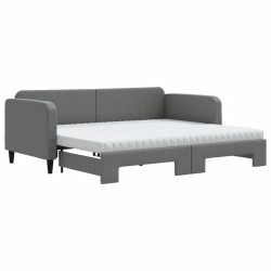 vidaXL Sofá cama nido con colchón tela gris oscuro 90x190 cm