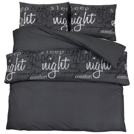 vidaXL Juego de funda nórdica algodón negro 200x220 cm