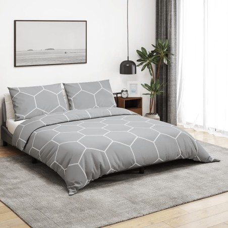 vidaXL Juego de funda nórdica algodón gris 260x220 cm