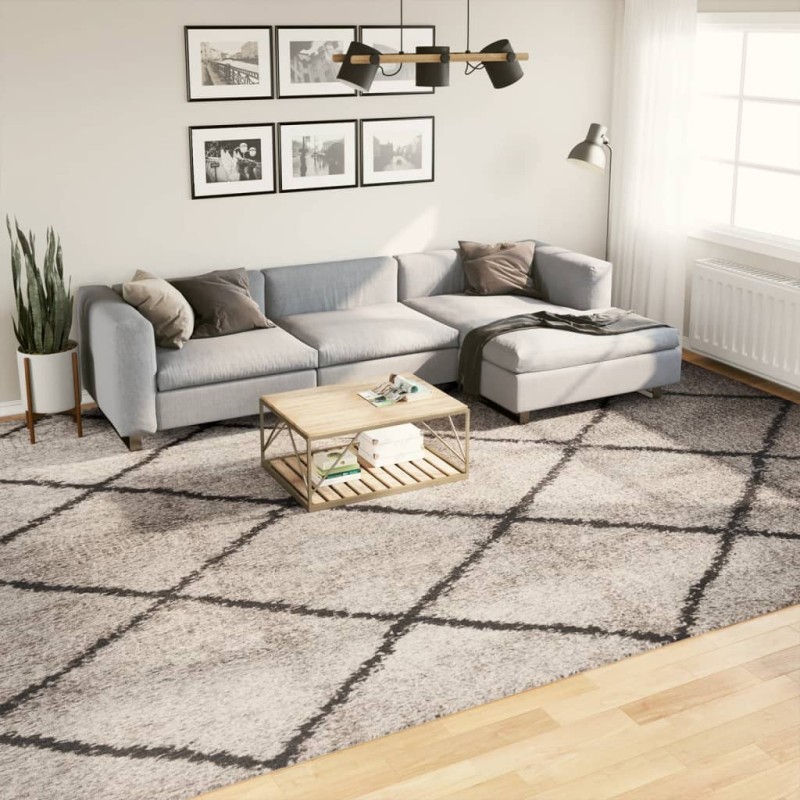 vidaXL Alfombra de pelo largo moderna beige y antracita 300x400 cm vidaXL Alfombra de pelo largo moderna beige y antracita 300x400 cm