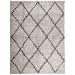 vidaXL Alfombra de pelo largo moderna beige y antracita 300x400 cm