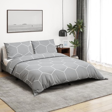 vidaXL Juego de funda nórdica algodón gris 240x220 cm