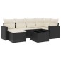 vidaXL Set de comedor de jardín 7 pzas y cojines ratán sintético negro