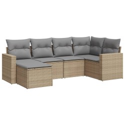 vidaXL Juego de sofás jardín con cojines 6 pzas ratán sintético beige