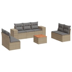 vidaXL Juego de sofás de jardín con cojines beige 8 pzas ratán PE