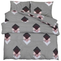 vidaXL Juego de funda nórdica algodón gris 200x200 cm