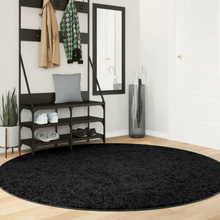 vidaXL Alfombra peluda de pelo largo moderna PAMPLONA negra Ø 200 cm