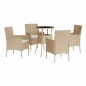vidaXL Mesita y sillas jardín 5 pzas y cojines ratán sintético beige vidaXL Mesita y sillas jardín 5 pzas y cojines ratán sintético beige