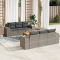 vidaXL Set de sofás de jardín 7 piezas con cojines ratán PE gris vidaXL Set de sofás de jardín 7 piezas con cojines ratán PE gris