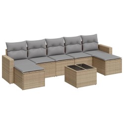 vidaXL Juego de sofás de jardín con cojines beige 8 pzas ratán PE