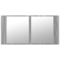 vidaXL Armario espejo de baño luz LED acrílico gris Sonoma 90x12x45 cm vidaXL Armario espejo de baño luz LED acrílico gris Sonoma 90x12x45 cm